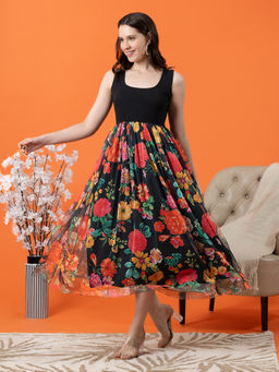 BLANC9 - Black Floral Printed Dress