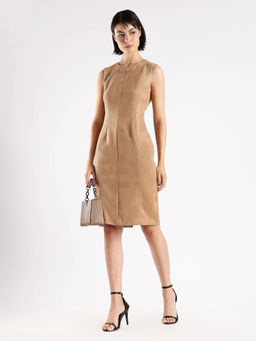 Calvin Klein - Polyester Brown Round Neck Sheath Dress