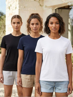 RIGO - Womens Pack of 3 Solid Cotton Round Neck T-Shirts