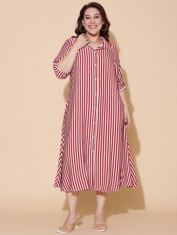 THE PINK MOON - Red Striped Shirt Dress