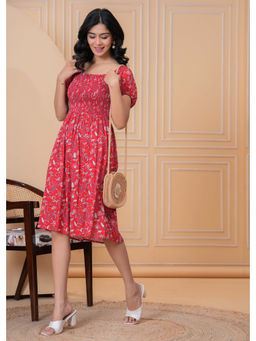 Meeranshi - Women Red Floral Rayon Dress