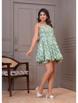 Meeranshi - Women Green Floral Cotton Dress