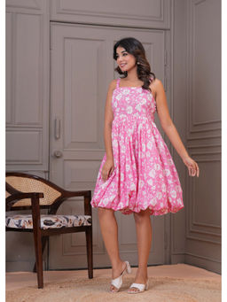 Meeranshi - Women Pink Floral Cotton Dress
