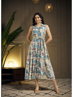Meeranshi - Women Multicolour Geometric Print Crepe Dress