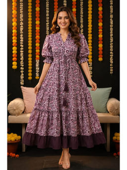 Meeranshi - Women Purple Paisely Crepe Dress