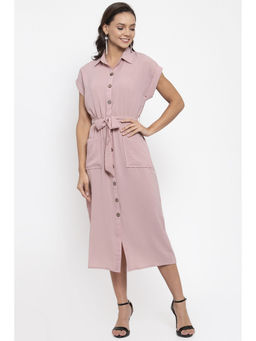 Gipsy - Women Dusky Pink Shirt Collar Dress