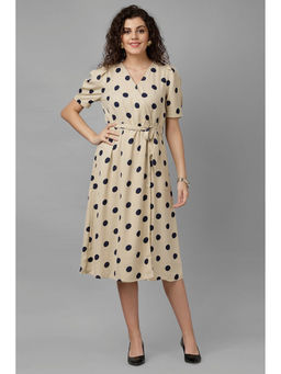 Gipsy - Beige Polka Dots Polyester Dress