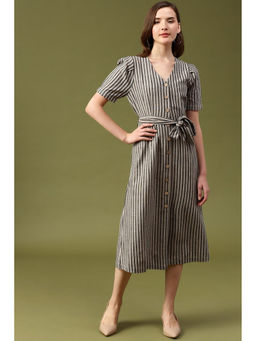 Gipsy - Black Striped Linen Dress
