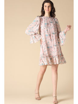 Gipsy - Cream Fashion Round Neck Georgette Dress