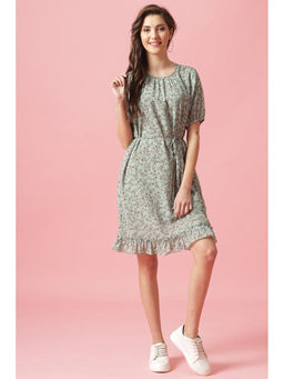 Gipsy - Green Round Neck Georgette Dress