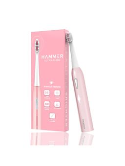 HAMMER - UltraFlow Electric Toothbrush with 3 Replaceable Brush Heads, 6 Brushing Modes (Pink)