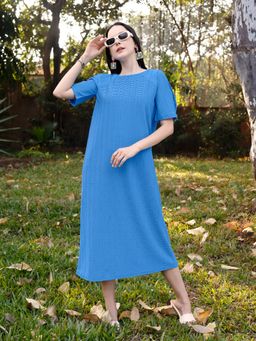 PURVAJA - Women Blue A-Line Dress