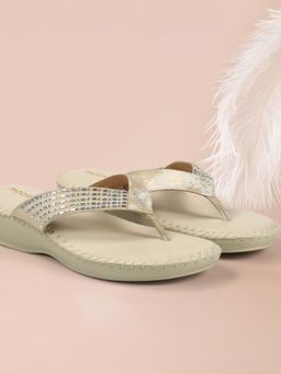 Mochi - Women Beige Round Casual Sandals