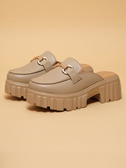 ERIDANI - Avion Beige Chunky Mules Heels