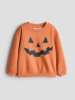 H&M - Boys Orange Printed Brushed-Inside Sweatshirt