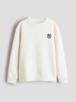 H&M - Boys White Motif-Detail Brushed-Inside Sweatshirt