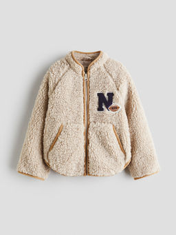 H&M - Boys Beige Appliquad Teddy Jacket