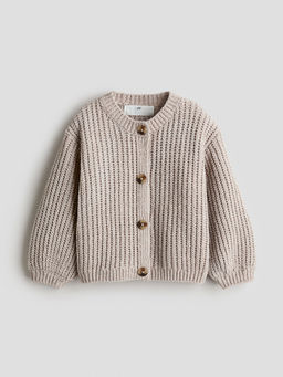 H&M - Girls Beige Chenille-Knit Cardigan