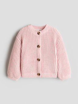 H&M - Girls Pink Chenille-Knit Cardigan