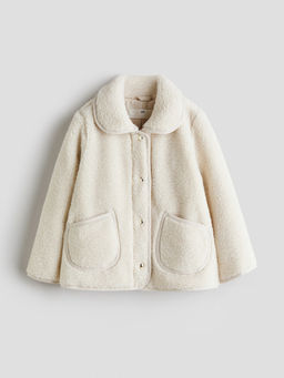 H&M - Girls White Collared Teddy Jacket