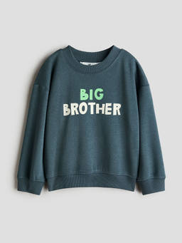 H&M - Boys Teal Print-Motif Brushed-Inside Sweatshirt