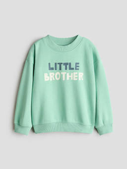 H&M - Boys Green Print-Motif Brushed-Inside Sweatshirt