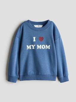 H&M - Boys Blue Print-Motif Brushed-Inside Sweatshirt