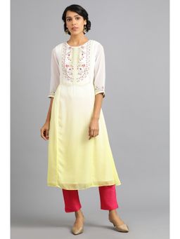 WISHFUL by W - Yellow Embroidered Kurta