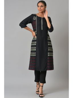 W - Black Geometric Kurta