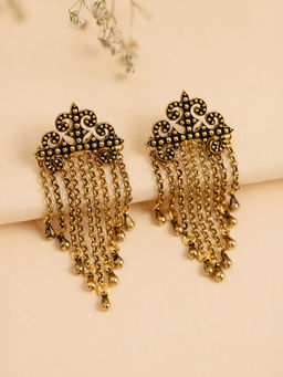 Voylla - Fringes Fancy Gold Dangler Earrings