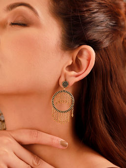 Voylla - Fringes Classic Gold Dangler Earrings