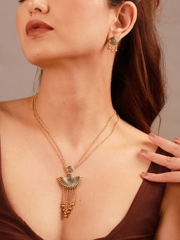 Voylla - Fringes Bliss Gold Necklace Set