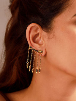 Voylla - Fringes Slay In Gold Earrings