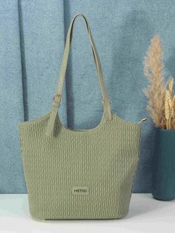 Metro - Stylish Faux Leather Shoulder Bag with Applique Branding and Zipped Closure, Green