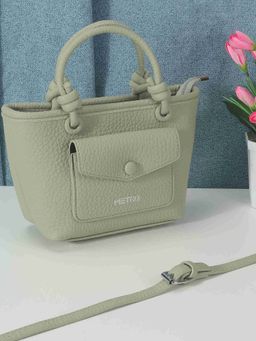 Metro - Stylish Faux Leather Handbag Sling with Applique Branding and Zipped Closure, Green