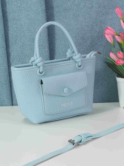 Metro - Stylish Faux Leather Handbag Sling with Applique Branding and Zipped Closure, Blue