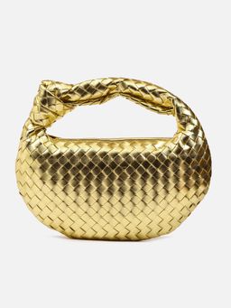 Carry City - Knotty Golden Women Elegant Handbag with Zip Closure