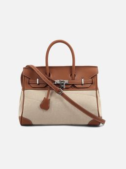 Carry City - Bella Tan White Durable Handbag for Women (M)