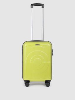 Teakwood - Unisex Lime Green Solid Hard Sided Cabin Size Trolley Bag (S)