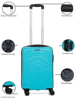 Teakwood - Unisex DART Aqua Green Solid Hard Sided cabin Size Trolley Bag (S)