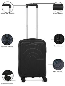 Teakwood - Unisex DART Black Solid Hard Sided cabin Size Trolley Bag (S)