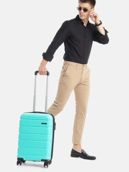 Teakwood - Unisex Aqua Green Solid Hard Sided cabin Size Trolley Bag