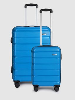 Teakwood - Unisex Set of 2 Royal Blue Solid Hard Sided Trolley Bag (S/M)