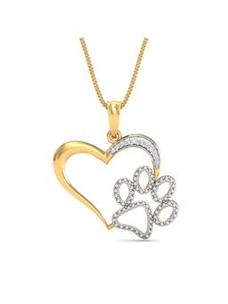KuberBox - 18K Gold Paw-Verful Love Diamond Pendant for Women-Girls