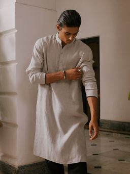 Andamen - Regular Fit Men Medium Length Linen Kurta