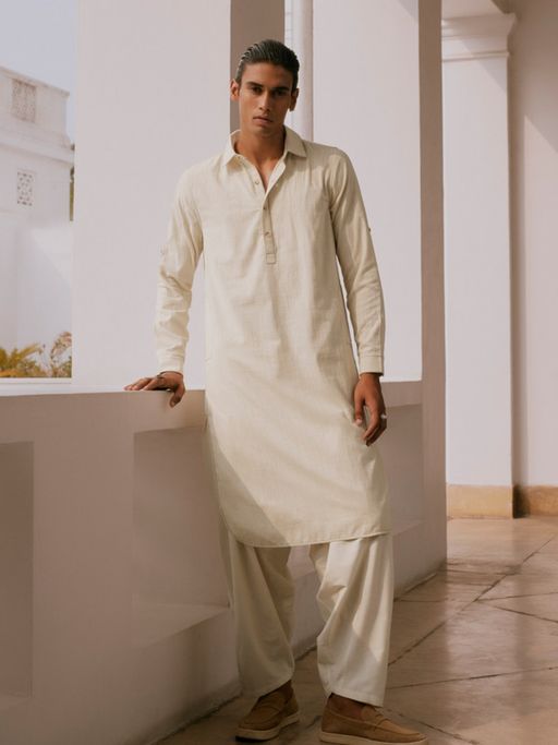 Andamen Regular Fit Men Pathani Indian Silhouette Kurta