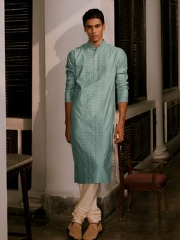 Andamen - Regular Fit Men Long Length Pleats-Tucks Kurta