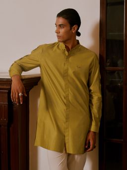 Andamen - Regular Fit Men Short Length Pleats-Tucks Kurta