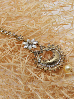 Anika's Creations - Anika's Creation Elegant Stone Studded Gold Plated Maang Tikka