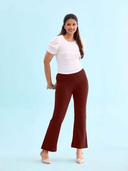 Go Colors - Women Maroon Rayon Casual Trouser